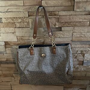 Tommy Hilfiger Brown Geometric Tote